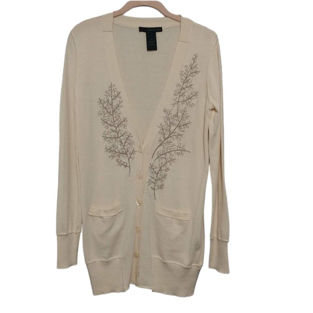 Cream Calvin Klein Boyfriend Cardigan sz Medium